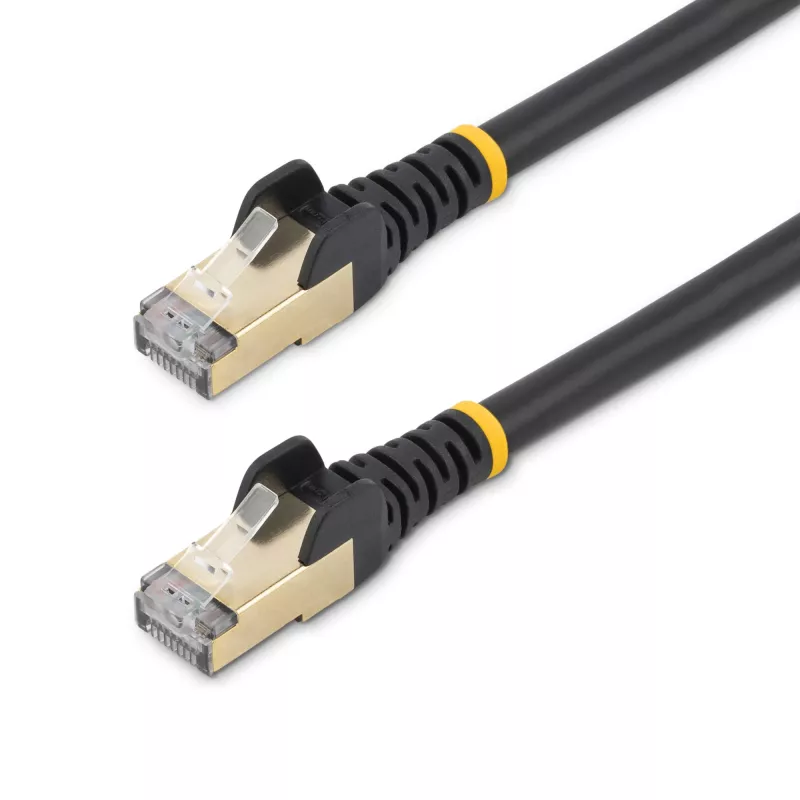 StarTech.com 0,50 m CAT6a Ethernet kabelis – 10 Gigabit ekranuotas RJ45 100W PoE jungiamasis laidas – 10GbE STP tinklo kabelis su įtempimo mažinimu – juodas, individualiai išbandytas / laidų UL sertifikuotas / TIA