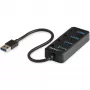 StarTech.com 4 prievadų USB 3.0 šakotuvas – USB-A į 4x USB 3.0 Type-A su atskirais įjungimo/išjungimo mygtukais – SuperSpeed 5Gbps USB 3.1/3.2 Gen 1 – maitinamas per USB – nešiojamas – 25 cm pritvirtintas kabelis