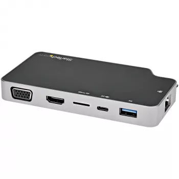 StarTech.com USB-C kelių prievadų adapteris – USB-C į 4K HDMI arba VGA vaizdo išvestį su 100 W PD perdavimu, 2 prievadų 10 Gbps USB šakotuvas, MicroSD, GbE – USB 3.1 Gen 2 Type-C mini/kelioninis dokas