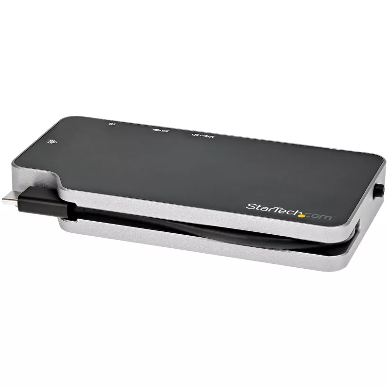 StarTech.com USB-C kelių prievadų adapteris – USB-C į 4K HDMI arba VGA vaizdo išvestį su 100 W PD perdavimu, 2 prievadų 10 Gbps USB šakotuvas, MicroSD, GbE – USB 3.1 Gen 2 Type-C mini/kelioninis dokas