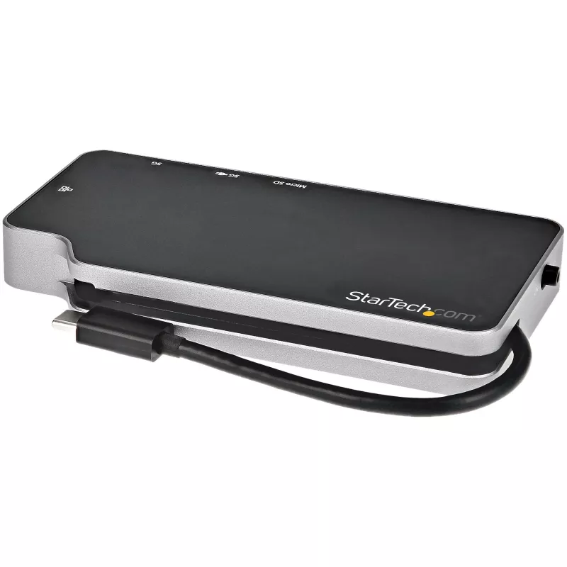 StarTech.com USB-C kelių prievadų adapteris – USB-C į 4K HDMI arba VGA vaizdo išvestį su 100 W PD perdavimu, 2 prievadų 10 Gbps USB šakotuvas, MicroSD, GbE – USB 3.1 Gen 2 Type-C mini/kelioninis dokas