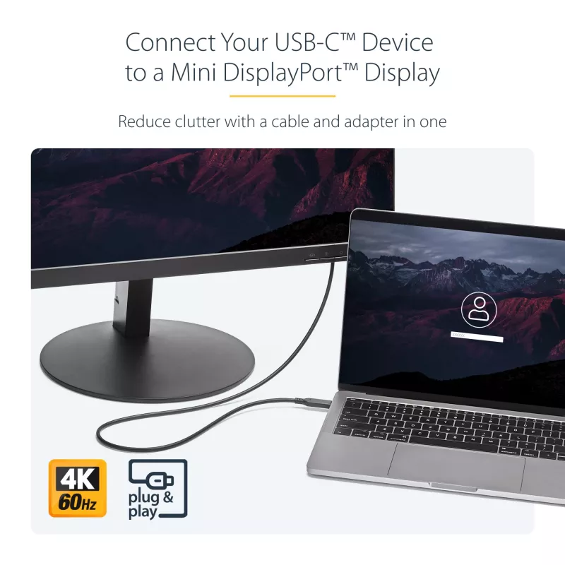 StarTech.com 1,8 m USB-C į Mini DisplayPort kabelis - 4K 60Hz - Juodas