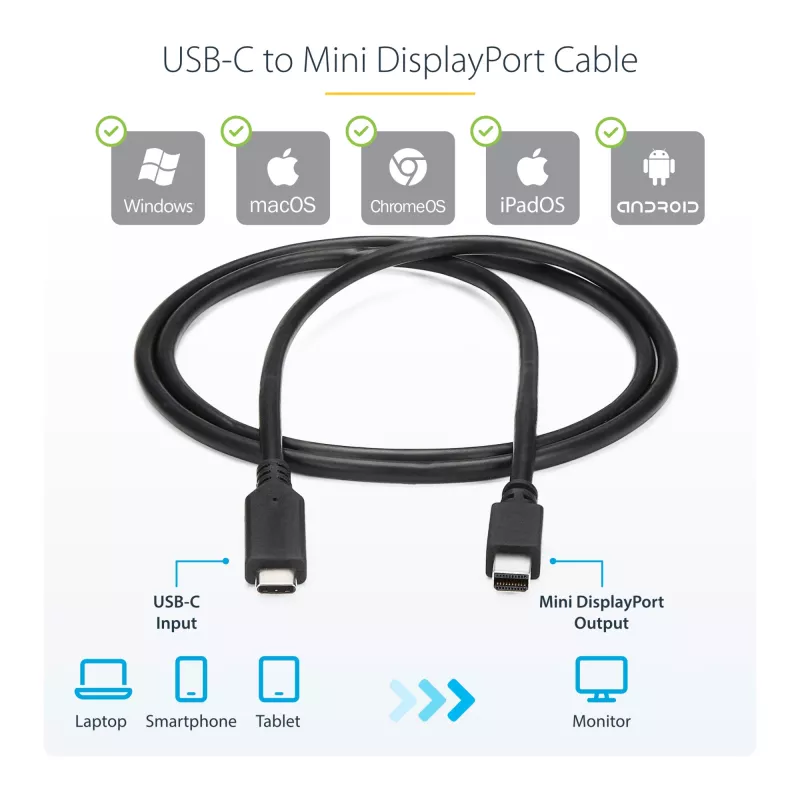 StarTech.com 1,8 m USB-C į Mini DisplayPort kabelis - 4K 60Hz - Juodas