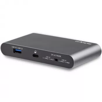 StarTech.com USB-C dokų stotelė – 4K dvigubas monitorius DisplayPort – mini nešiojamojo kompiuterio dokas – 100W galios perdavimas – GbE, 2 prievadų USB-A šakotuvas – USB Type-C kelių prievadų adapteris – 1 m laidas