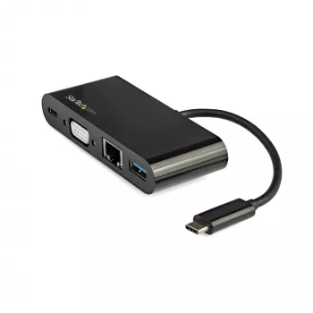 StarTech.com USB-C kelių prievadų adapteris – mini USB-C dokas su VGA 1080p vaizdu, 60W maitinimo perdavimu, USB 3.1 Gen 1 Type-A 5Gbps, Gigabit Ethernet – dokavimo stotelė