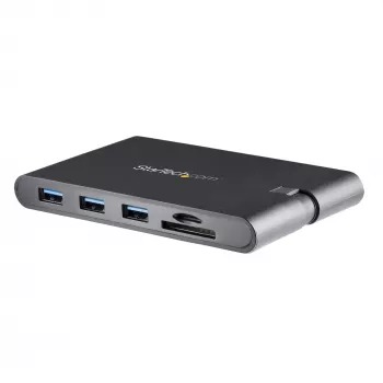 StarTech.com USB-C kelių prievadų adapteris – USB Type-C mini dokas su HDMI 4K arba VGA 1080p vaizdu, 100W PD, 3 prievadų USB 3.0 centras, GbE, SD ir microSD – nešiojamojo kompiuterio kelioninis dokas