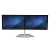 StarTech.com Dviejų monitorių stovas – ergonomiškas laisvai pastatomas stalinis stovas dviem 24 colių VESA monitoriams – sinchroninis aukščio reguliavimas – dvigubas stulpinis laikiklis – sidabrinis