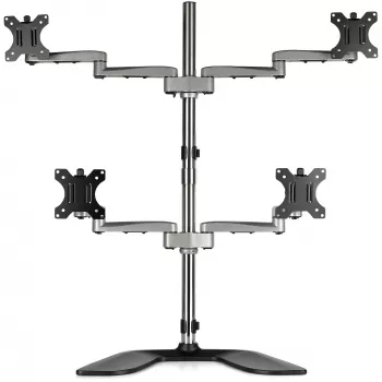 StarTech.com Stovas keturiems monitoriams ant stalo – ergonomiškas VESA 4 monitorių laikiklis (2x2) iki 32 colių – laisvai pastatoma, sukama universali stovo tvirtinimo sistema – reguliuojamas aukštis/pakreipimas/pasukimas/rotacija – sidabrinis