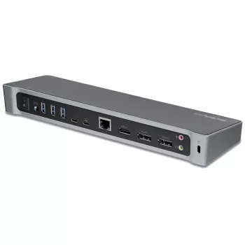 StarTech.com 4K USB-C dokas, trigubas UHD 4K monitorių dokavimo stotelė, Mac & Windows, USB C į HDMI ir DisplayPort, 100W galios tiekimas, 5x USB 5Gbps šakotuvas - TAA