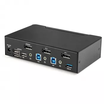 StarTech.com 2 prievadų DisplayPort KVM jungiklis - 4K 60Hz - vienas ekranas - dviejų prievadų UHD DP 1.2 USB KVM jungiklis su integruotu USB 3.0 šakotuvu ir garsu - Dell HP Apple Lenovo - TAA atitikmuo
