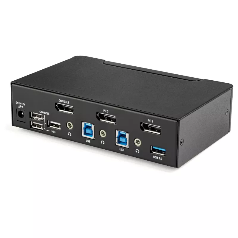 StarTech.com 2 prievadų DisplayPort KVM jungiklis - 4K 60Hz - vienas ekranas - dviejų prievadų UHD DP 1.2 USB KVM jungiklis su integruotu USB 3.0 šakotuvu ir garsu - Dell HP Apple Lenovo - TAA atitikmuo