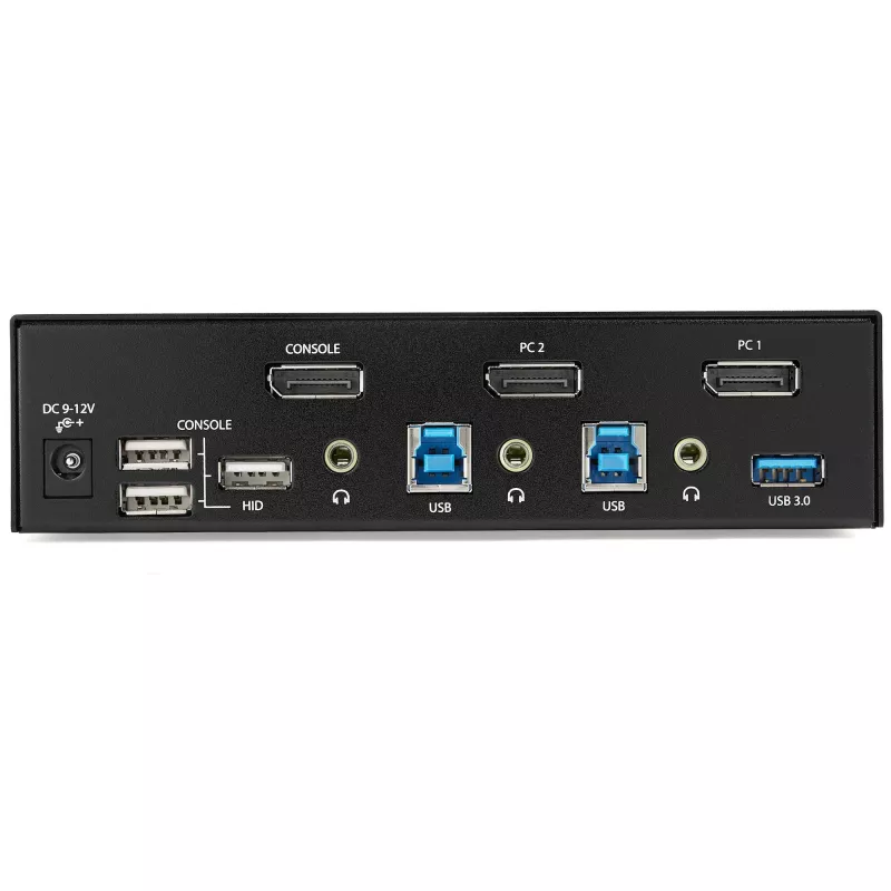 StarTech.com 2 prievadų DisplayPort KVM jungiklis - 4K 60Hz - vienas ekranas - dviejų prievadų UHD DP 1.2 USB KVM jungiklis su integruotu USB 3.0 šakotuvu ir garsu - Dell HP Apple Lenovo - TAA atitikmuo