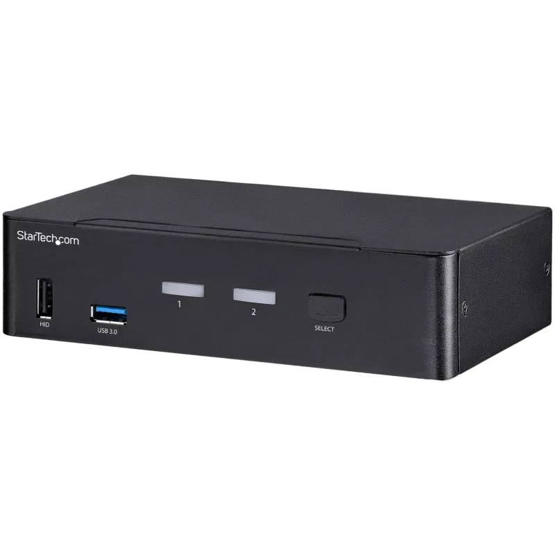 StarTech.com 2 prievadų DisplayPort KVM jungiklis - 4K 60Hz - vienas ekranas - dviejų prievadų UHD DP 1.2 USB KVM jungiklis su integruotu USB 3.0 šakotuvu ir garsu - Dell HP Apple Lenovo - TAA atitikmuo