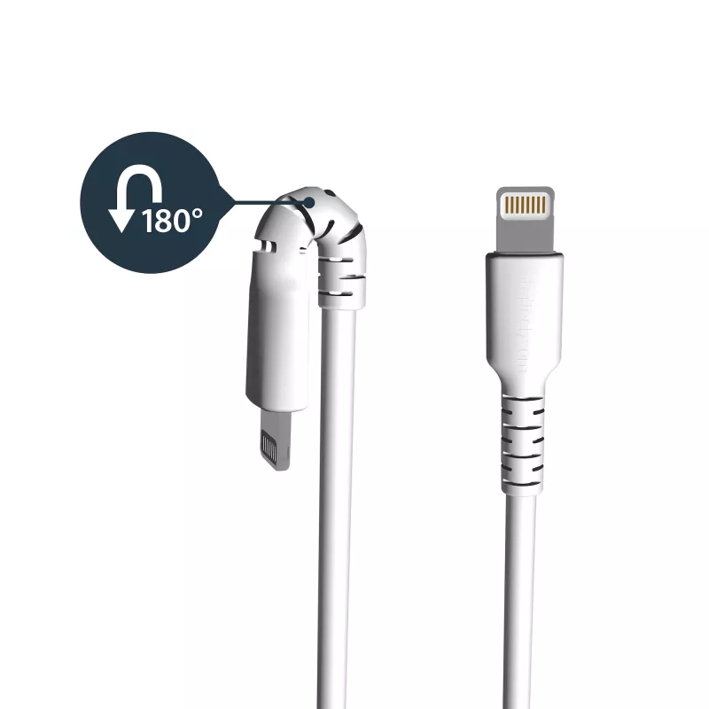 StarTech.com 2 m baltas USB-A į Lightning laidas – tvirtas aramido pluošto USB Type A į Lightning įkrovimo/sinchronizavimo laidas, Apple MFi sertifikuotas iPad/iPhone 12