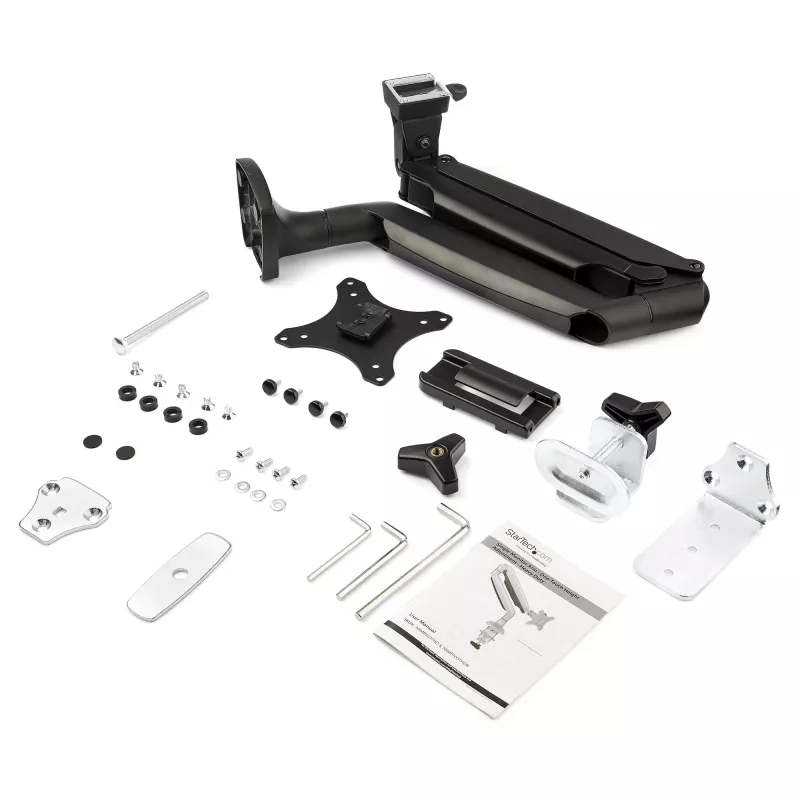 StarTech.com ARMPIVOTHDB – Laikiklis monitoriui ant stalo, sunkiasvoris, ergonomiškas, VESA, vienam 9 kg ekranui, pilnas judesys, aukščio reguliavimas, šarnyrinis, aliuminis, C spaustuvas/įvorė, juodas