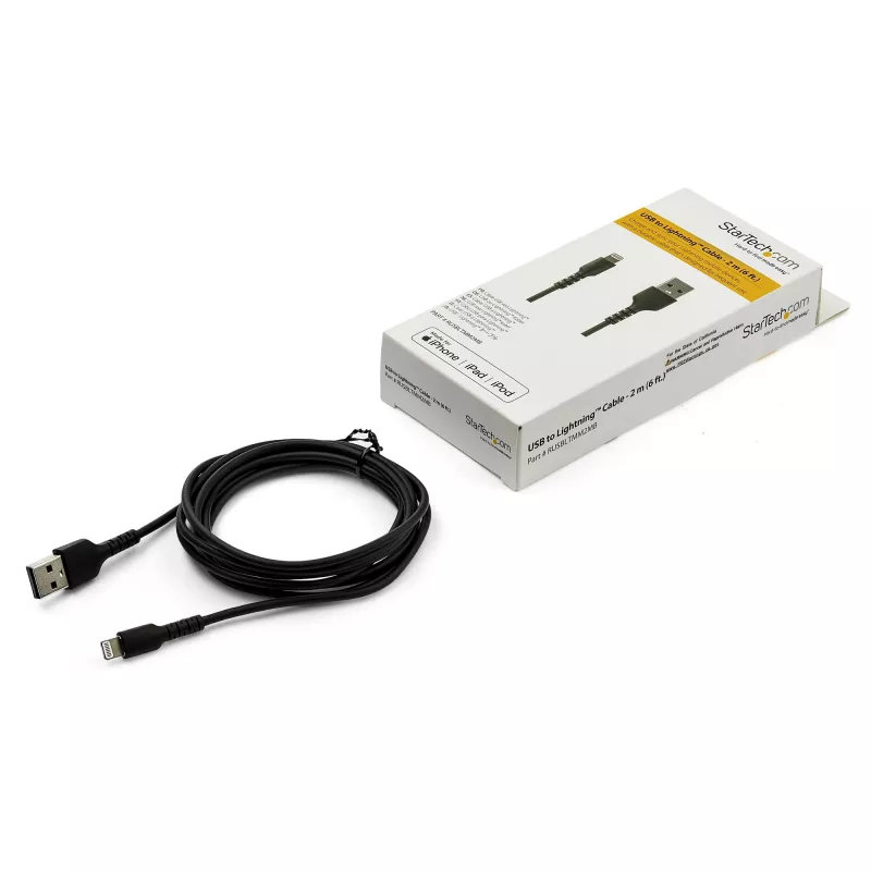 StarTech.com 2 m USB-A į Lightning laidas, armuotas aramido pluoštu, juodas