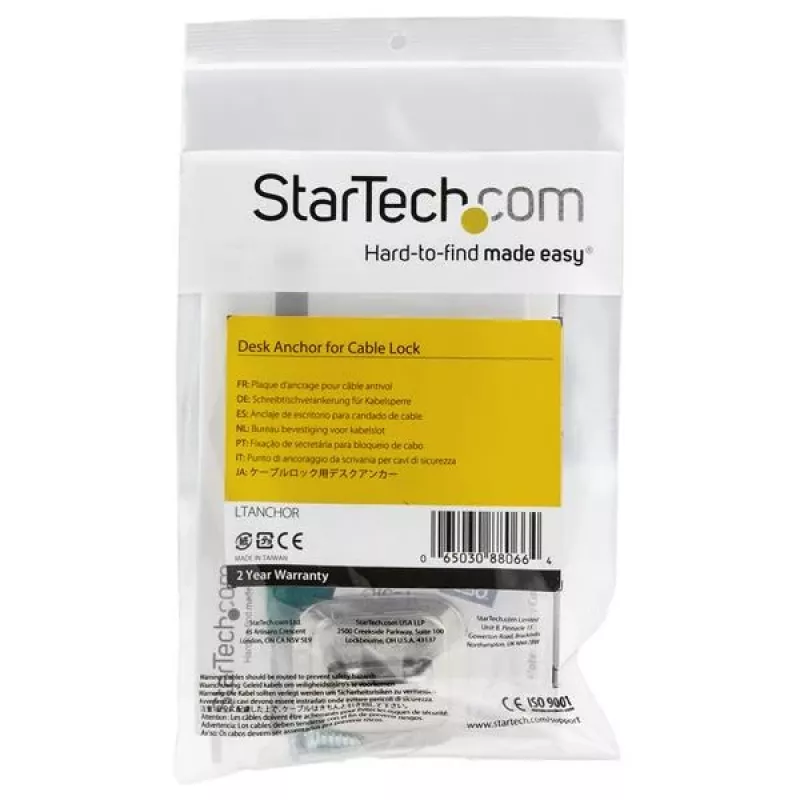 StarTech.com Laptop Cable Lock Anchor – tvirtinimo inkaras spynai, cinko lydinys, sidabrinis, 1 vnt.