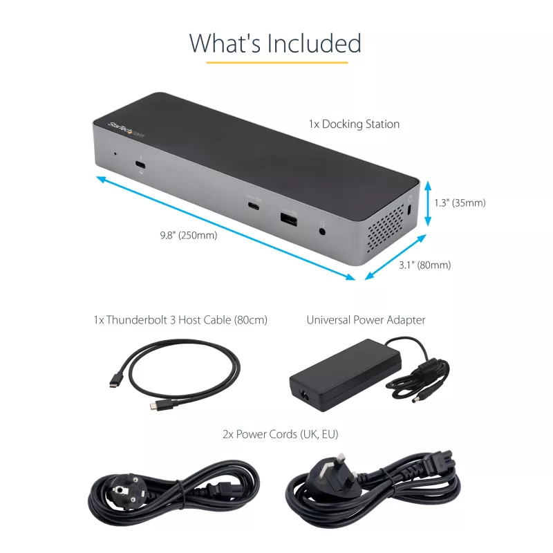 StarTech.com USB-C dokavimo stotelė, skirta Macbook Pro/Air-M1/M2/M3/M4, suderinama su Thunderbolt, HDMI/DisplayPort, dvigubas 4K 60Hz / vienas 8K, USB Type-C nešiojamojo kompiuterio dokas, 96W galios tiekimas, USB 10Gbps