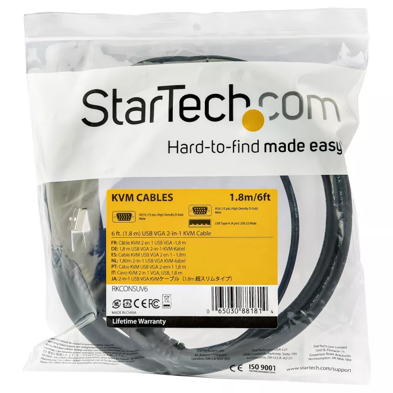StarTech.com 6 ft. (1,8 m) USB KVM laidas stelažinėms konsolėms