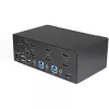 StarTech.com 2 prievadų dviejų monitorių HDMI KVM jungiklis – 4K 60Hz Ultra HD HDR – stalinis 4K HDMI 2.0 KVM jungiklis su 2 prievadų USB 3.0 šakotuvu (5Gbps) ir 4x USB 2.0 HID, garsu – perjungimas klavišais – TAA