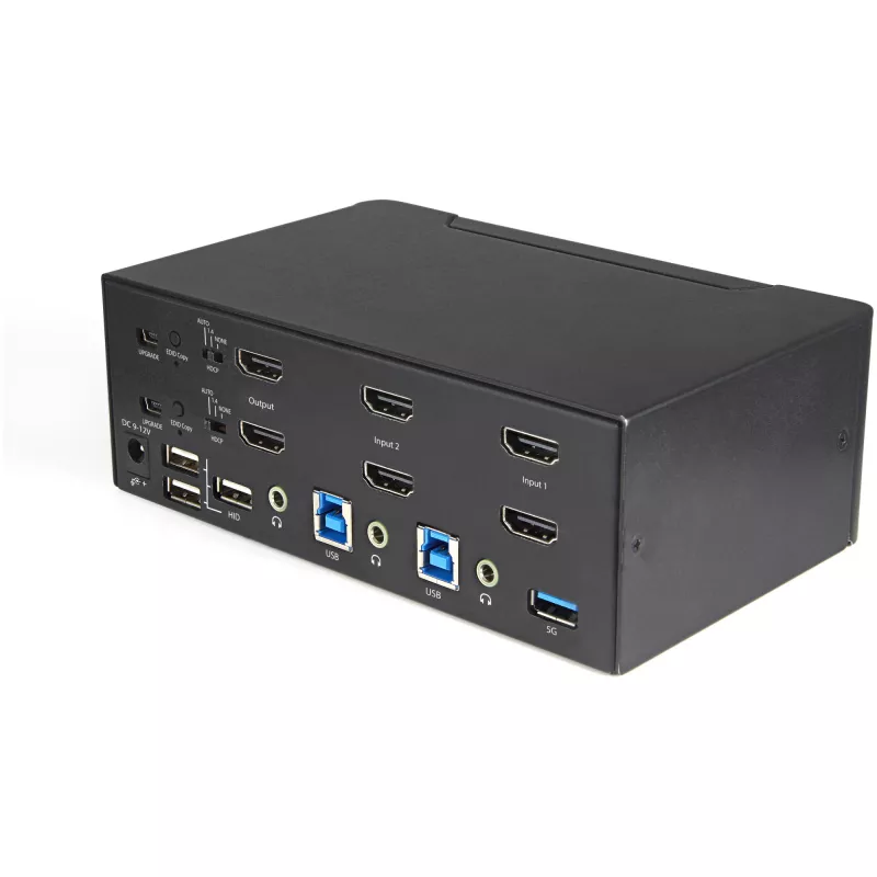 StarTech.com 2 prievadų dviejų monitorių HDMI KVM jungiklis – 4K 60Hz Ultra HD HDR – stalinis 4K HDMI 2.0 KVM jungiklis su 2 prievadų USB 3.0 šakotuvu (5Gbps) ir 4x USB 2.0 HID, garsu – perjungimas klavišais – TAA