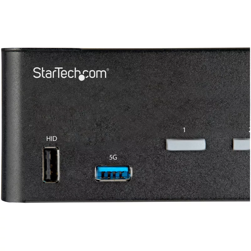 StarTech.com 2 prievadų dviejų monitorių HDMI KVM jungiklis – 4K 60Hz Ultra HD HDR – stalinis 4K HDMI 2.0 KVM jungiklis su 2 prievadų USB 3.0 šakotuvu (5Gbps) ir 4x USB 2.0 HID, garsu – perjungimas klavišais – TAA