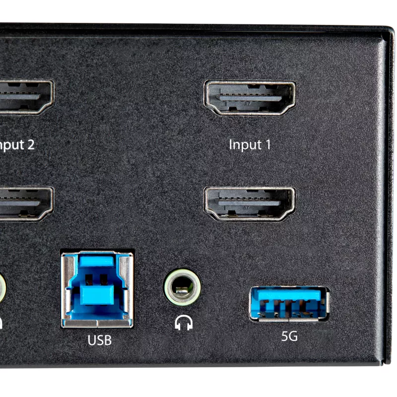 StarTech.com 2 prievadų dviejų monitorių HDMI KVM jungiklis – 4K 60Hz Ultra HD HDR – stalinis 4K HDMI 2.0 KVM jungiklis su 2 prievadų USB 3.0 šakotuvu (5Gbps) ir 4x USB 2.0 HID, garsu – perjungimas klavišais – TAA