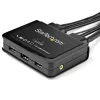 StarTech.com 2 prievadų HDMI KVM jungiklis - 4K 60Hz - Kompaktiškas dviejų prievadų UHD/Ultra HD USB stalinis KVM jungiklis su integruotais 1,2 m kabeliais ir garsu - maitinamas iš USB ir nuotolinis perjungimas - MacBook ThinkPad