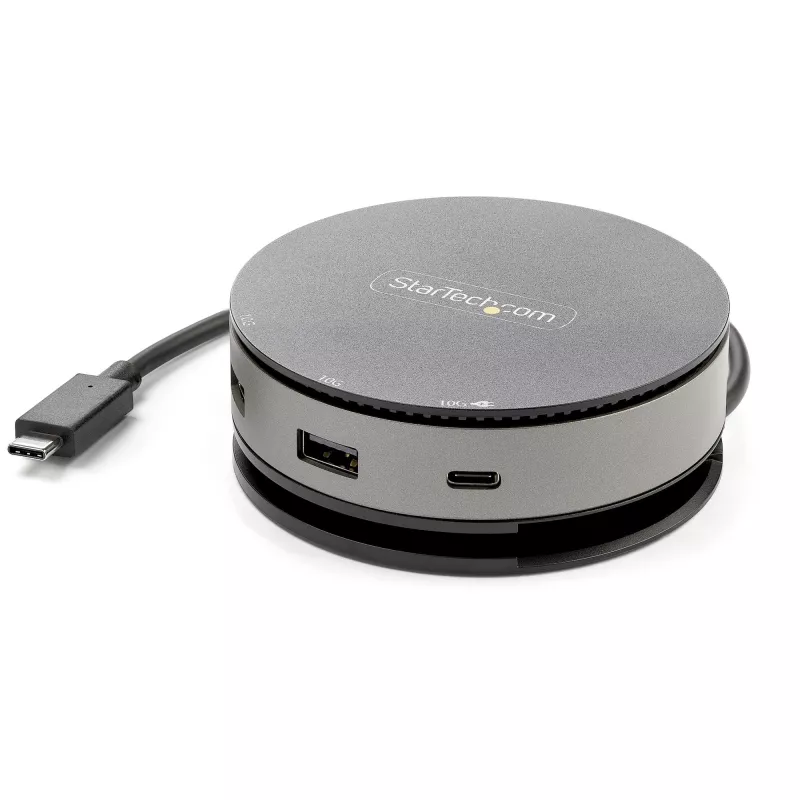 StarTech.com USB-C kelių prievadų adapteris – USB 3.1 Gen 2 10Gbps Type-C mini dokas su 4K 60Hz HDMI / DisplayPort arba 1080p VGA – 75W PD perdavimas, 3 prievadų USB šakotuvas, GbE – mobilioji dokavimo stotelė