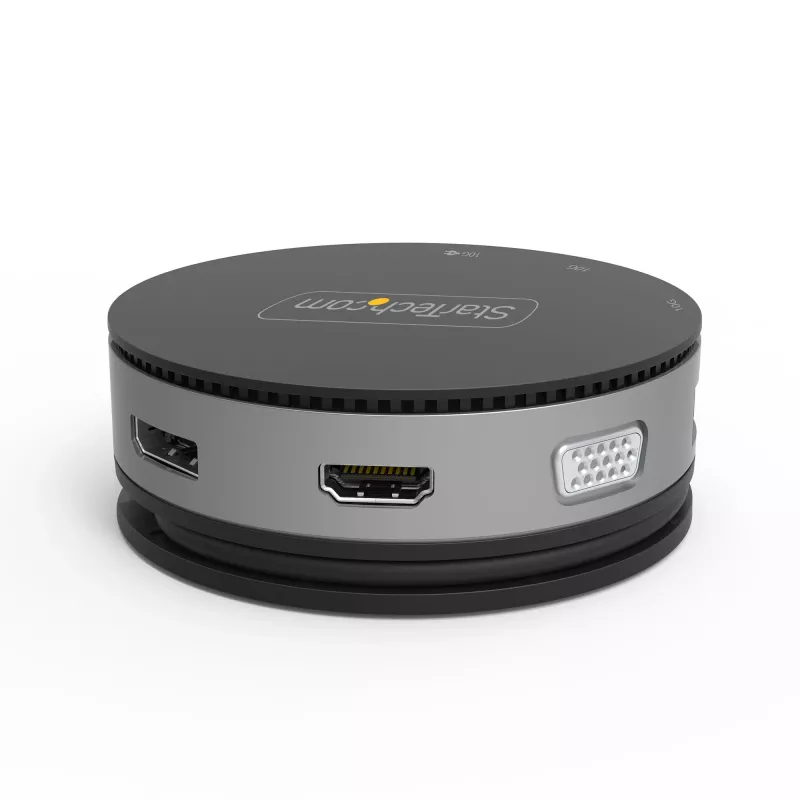 StarTech.com USB-C kelių prievadų adapteris – USB 3.1 Gen 2 10Gbps Type-C mini dokas su 4K 60Hz HDMI / DisplayPort arba 1080p VGA – 75W PD perdavimas, 3 prievadų USB šakotuvas, GbE – mobilioji dokavimo stotelė