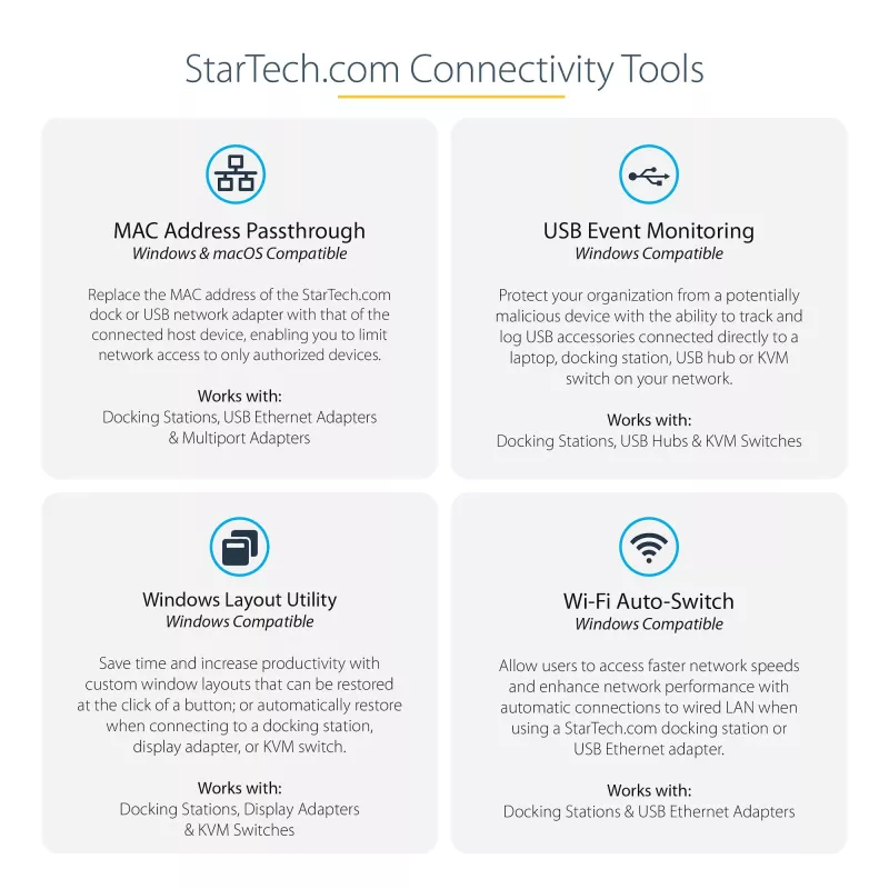 StarTech.com USB-C kelių prievadų adapteris – USB 3.1 Gen 2 10Gbps Type-C mini dokas su 4K 60Hz HDMI / DisplayPort arba 1080p VGA – 75W PD perdavimas, 3 prievadų USB šakotuvas, GbE – mobilioji dokavimo stotelė