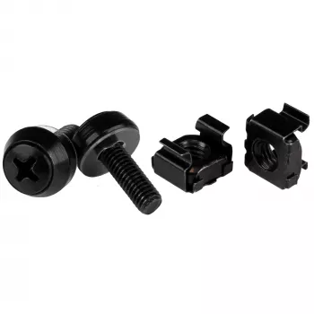 StarTech.com 50 vnt. 10-32 serverio stovo fiksavimo veržlės ir varžtai su poveržlėmis - stovo montavimo rinkinys - tinklo/IT įrangos spintos laikikliai/veržlės ir varžtai kvadratinėms skylėms - juodi - TAA