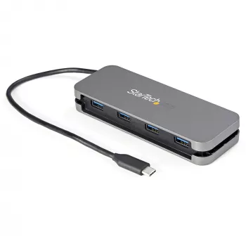 StarTech.com 4 prievadų USB-C šakotuvas – 4x USB-A – USB 3.2 Gen 1 (5Gbps) – maitinamas iš USB-C – nešiojamas USB-C į USB-A adapteris nešiojamam kompiuteriui – 28,5 cm laidas su laikikliu