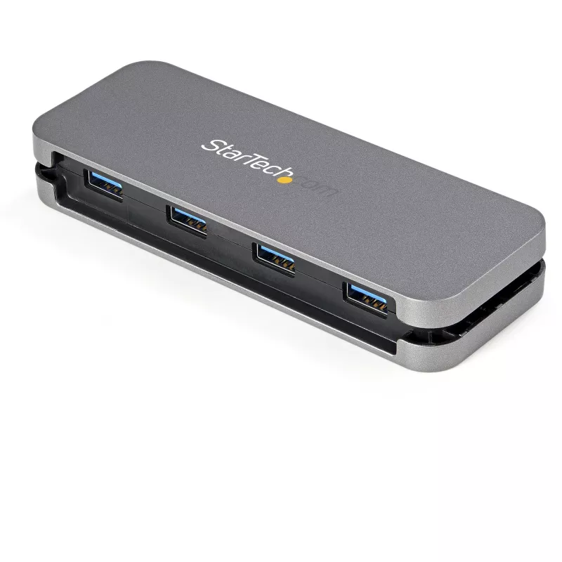 StarTech.com 4 prievadų USB-C šakotuvas – 4x USB-A – USB 3.2 Gen 1 (5Gbps) – maitinamas iš USB-C – nešiojamas USB-C į USB-A adapteris nešiojamam kompiuteriui – 28,5 cm laidas su laikikliu