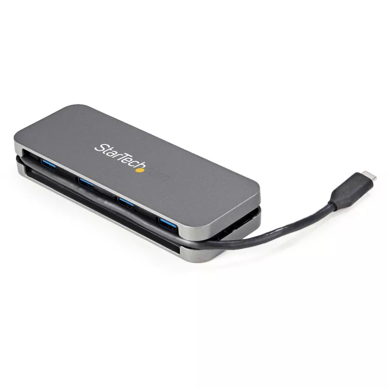 StarTech.com 4 prievadų USB-C šakotuvas – 4x USB-A – USB 3.2 Gen 1 (5Gbps) – maitinamas iš USB-C – nešiojamas USB-C į USB-A adapteris nešiojamam kompiuteriui – 28,5 cm laidas su laikikliu