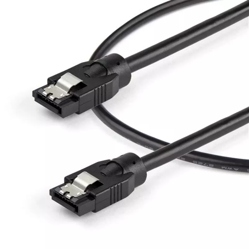 StarTech.com 0,3 m apvalus SATA laidas, 0,3 m, SATA III, SATA 7 kontaktų, SATA 7 kontaktų, Kištukas/Kištukas, Juoda