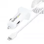 StarTech.com automobilinis įkroviklis su susuktu Lightning kabeliu, 1 m, 12 W, baltas, 2 USB prievadai