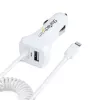 StarTech.com automobilinis įkroviklis su susuktu Lightning kabeliu, 1 m, 12 W, baltas, 2 USB prievadai
