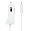 StarTech.com automobilinis įkroviklis su susuktu Lightning kabeliu, 1 m, 12 W, baltas, 2 USB prievadai