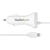 StarTech.com automobilinis įkroviklis su susuktu Lightning kabeliu, 1 m, 12 W, baltas, 2 USB prievadai