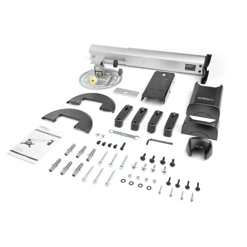 StarTech.com Universal Projektoriaus Laikiklis prie Sienos – Trumpo ir Itin Trumpo Fokusavimo Projektoriams iki 15 kg – Pakreipimas/Pasukimas/Sukimas – Reguliuojamas Atstumas nuo Sienos 420–705 mm – TAA