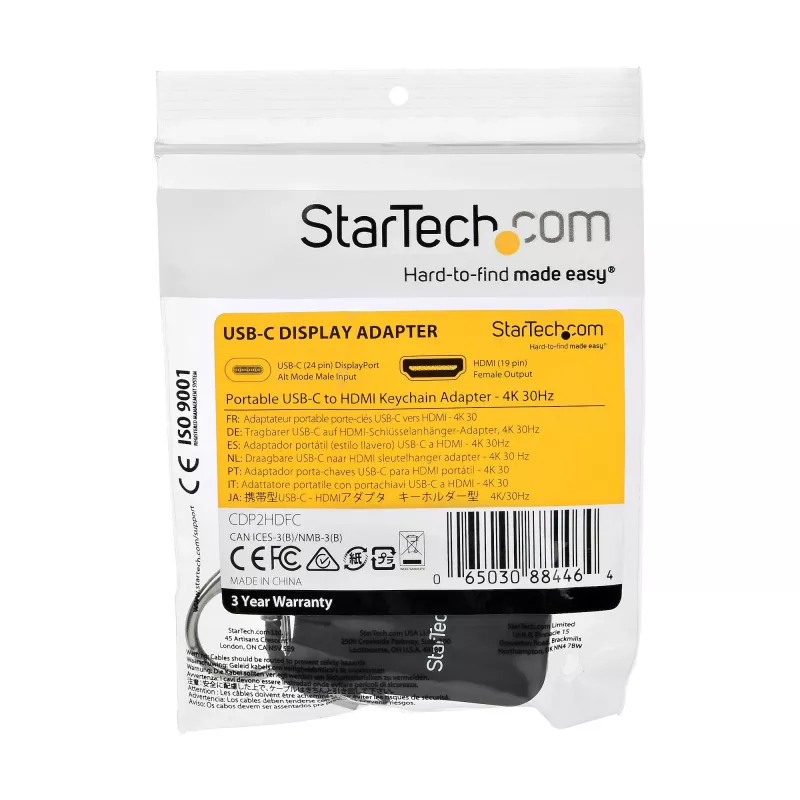 StarTech.com USB-C į HDMI adapteris – 4K 30Hz, USB Type-C vaizdo keitiklis su raktų pakabos žiedu, suderinamas su Thunderbolt 3