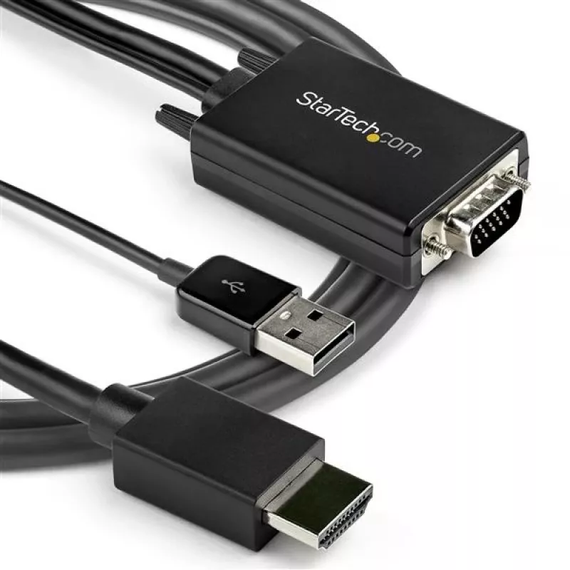 StarTech.com 2m VGA į HDMI keitiklio laidas su USB garso palaikymu ir maitinimu – analoginis-skaitmeninis vaizdo adapterio laidas, skirtas VGA kompiuteriui prijungti prie HDMI ekrano – 1080p vyriškas-į-vyrišką monitoriaus laidas