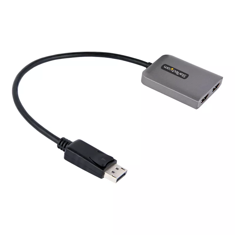 StarTech.com DP į Dual HDMI MST HUB - Dvigubas HDMI 4K 60Hz - DisplayPort kelių monitorių adapteris su 30 cm kabeliu - DP 1.4 kelių srautų transporto šakotuvas, DSC | HBR3 - DP į HDMI skirstytuvas