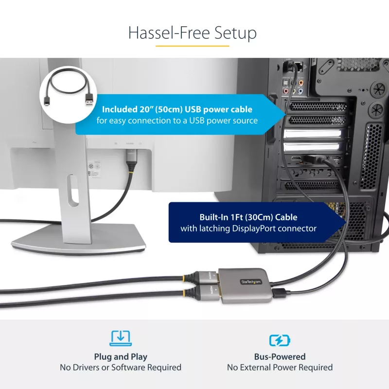 StarTech.com DP į Dual HDMI MST HUB - Dvigubas HDMI 4K 60Hz - DisplayPort kelių monitorių adapteris su 30 cm kabeliu - DP 1.4 kelių srautų transporto šakotuvas, DSC | HBR3 - DP į HDMI skirstytuvas