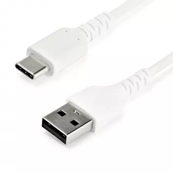 StarTech.com 2m USB A į USB C įkrovimo laidas – patvarus greitas įkrovimas ir sinchronizavimas USB 2.0 į USB Type C duomenų laidas – tvirtas TPE apvalkalas, aramido pluoštas, M/M, 3A, baltas – Samsung S10, iPad Pro, Pixel