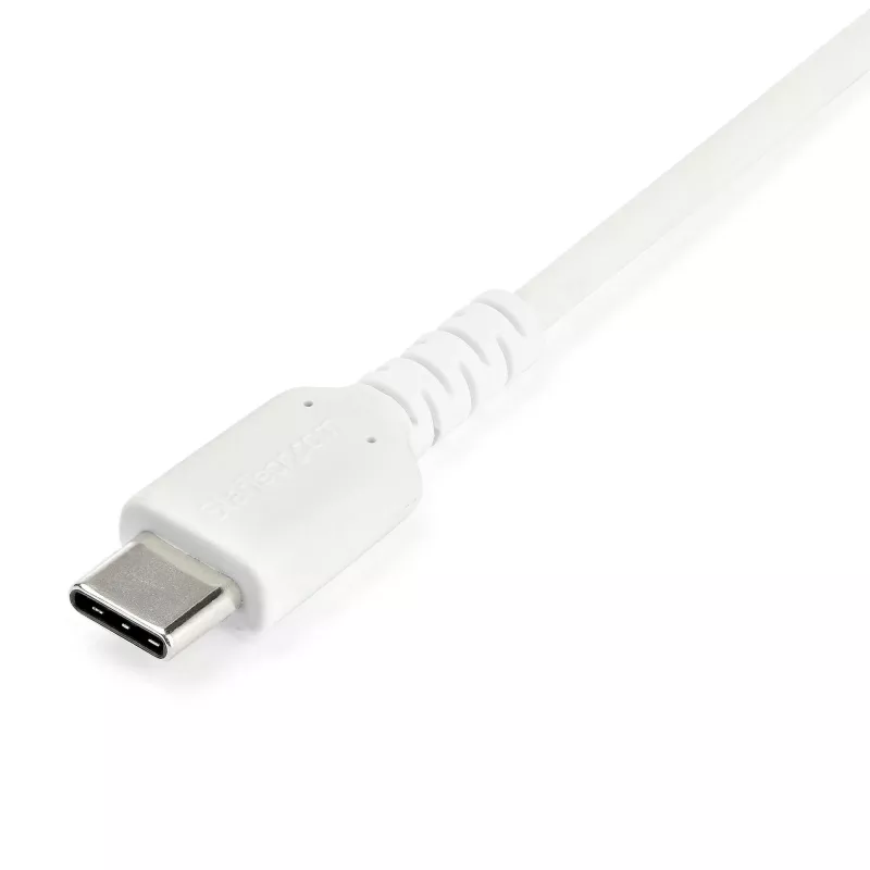 StarTech.com 2m USB A į USB C įkrovimo laidas – patvarus greitas įkrovimas ir sinchronizavimas USB 2.0 į USB Type C duomenų laidas – tvirtas TPE apvalkalas, aramido pluoštas, M/M, 3A, baltas – Samsung S10, iPad Pro, Pixel