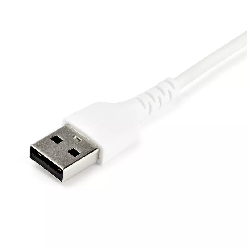 StarTech.com 2m USB A į USB C įkrovimo laidas – patvarus greitas įkrovimas ir sinchronizavimas USB 2.0 į USB Type C duomenų laidas – tvirtas TPE apvalkalas, aramido pluoštas, M/M, 3A, baltas – Samsung S10, iPad Pro, Pixel