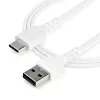 StarTech.com 2m USB A į USB C įkrovimo laidas – patvarus greitas įkrovimas ir sinchronizavimas USB 2.0 į USB Type C duomenų laidas – tvirtas TPE apvalkalas, aramido pluoštas, M/M, 3A, baltas – Samsung S10, iPad Pro, Pixel