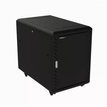 StarTech.com 4-Post 15U Server Rack Cabinet, užrakinama 19 colių duomenų spinta kompiuteriams, AV / IT įrangai, biuro / namų tinklo stovas su ratukais ir reguliuojamais montavimo bėgeliais